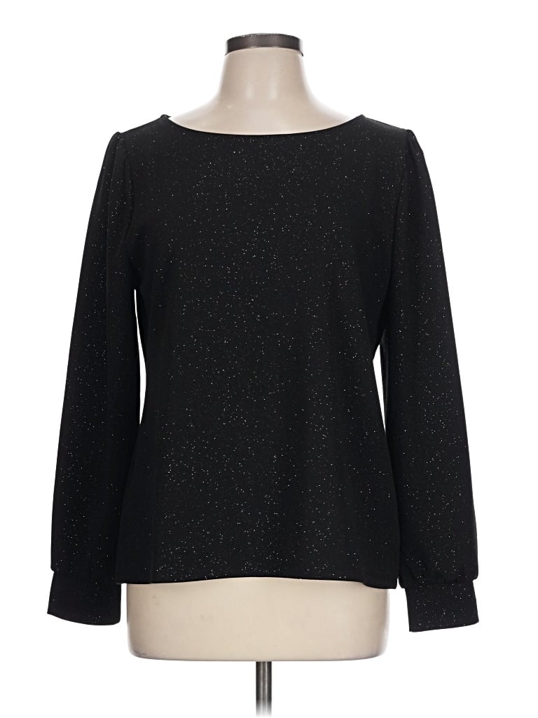 Pre-owned Talbots Long Sleeve Top Black Boatneck Tops