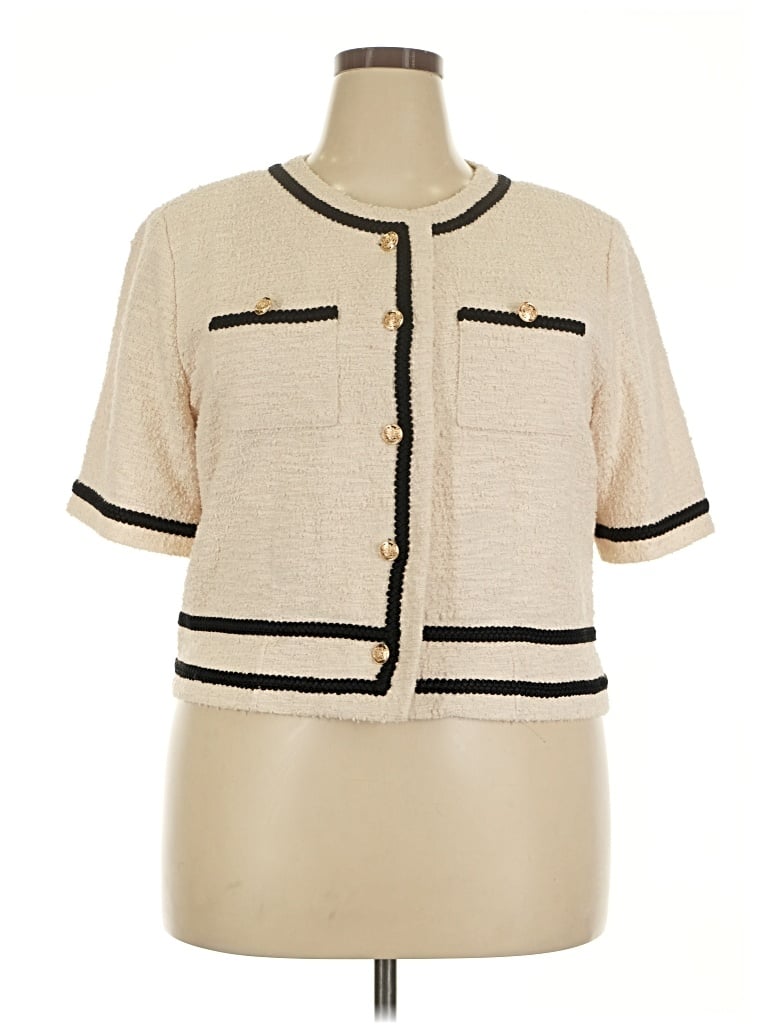 Pre-owned Preston & York Short Sleeve Blouse In Ivory