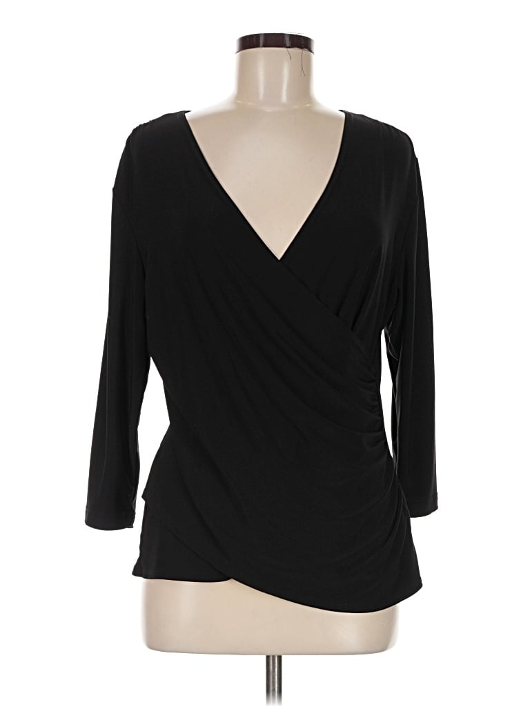 Pre-owned Coldwater Creek 3/4 Sleeve T-shirt In Black
