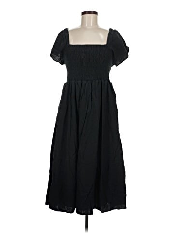 Madewell Linen-Blend Lucie Smocked Midi Dress (view 1)