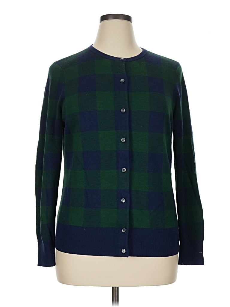 Pre-owned Lands' End Cardigan Sweater In Green