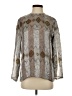 Carlisle 100% Silk Argyle Silver Long Sleeve Silk Top Size 4 - photo 1
