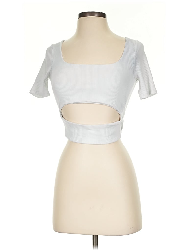Fashion Nova Short Sleeve Top Silver Square Neckline Tops - Used - Size X-Small