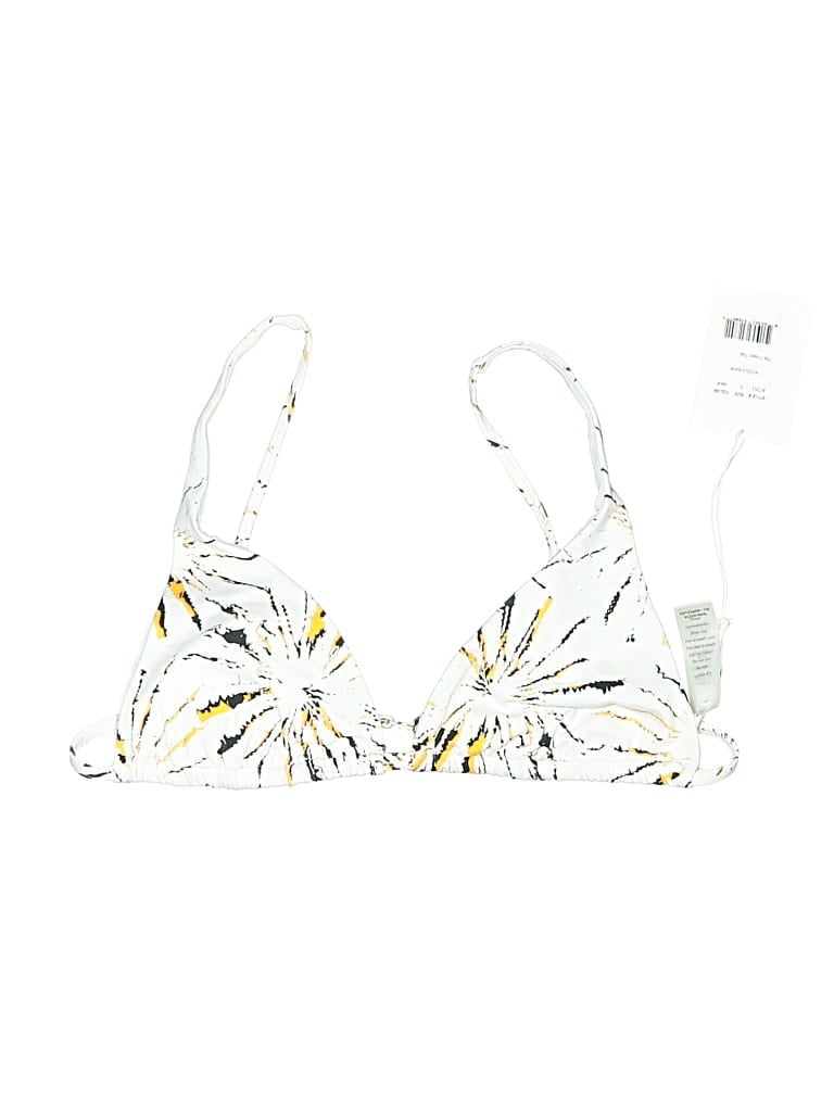 Pre-owned Andie Swimsuit Top White Print Pattern Swimwear
