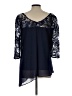 Le Bos 100% Polyester Blue 3/4 Sleeve Blouse Size 12 - photo 2