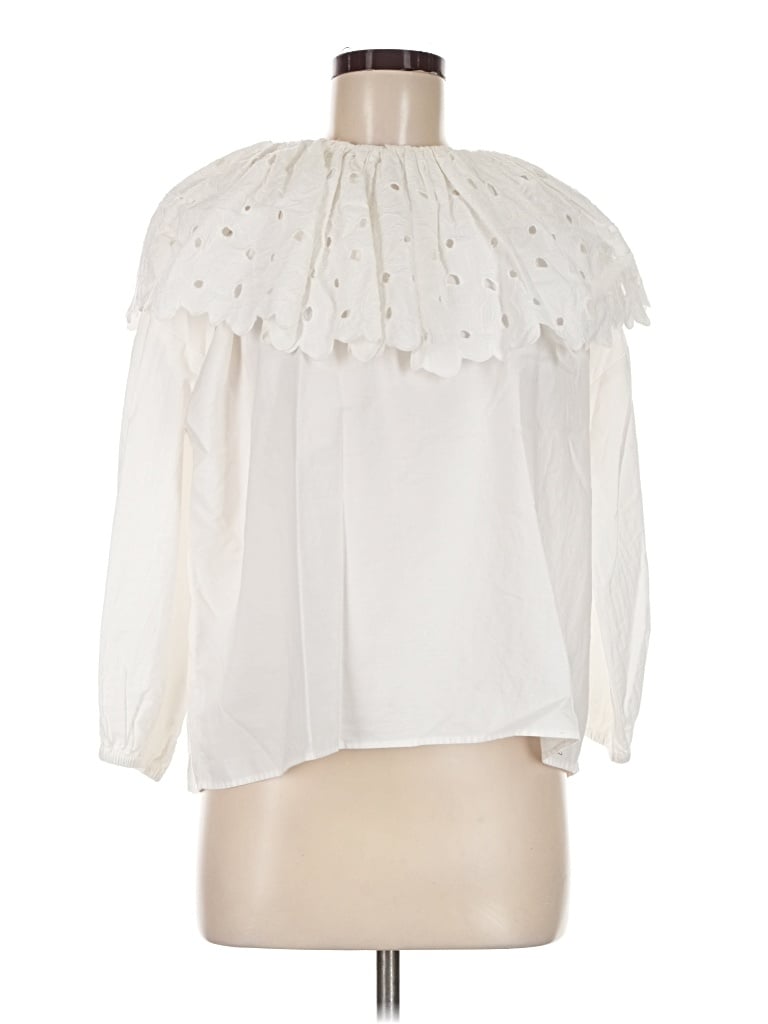 Pre-owned Mng Long Sleeve Blouse In Ivory