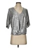 Veronica M. Metallic Silver Short Sleeve Top Size S - photo 1
