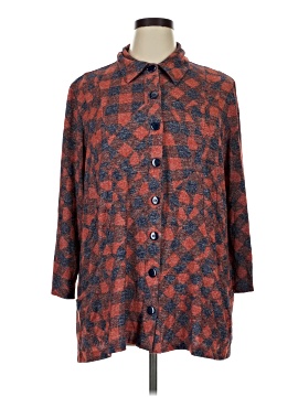 Attitudes By Renee 3/4 Sleeve Button Down Shirt