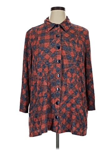 Attitudes by Renee 3/4 Sleeve Button-Down Shirt (view 1)