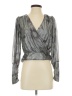Maison d' Amelie 100% Polyester Metallic Silver Long Sleeve Blouse Size XS - photo 1