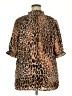 Cocomo Animal Print Brown Short Sleeve Blouse Size 2X - photo 2