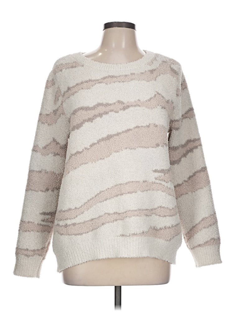 Pre-owned Barefoot Dreams Cozychic Lite Pullover Sweater In Ivory