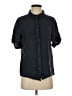 Elle 100% Linen Black Blue Short Sleeve Button-Down Shirt Size XS - photo 1