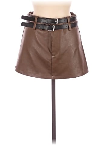 BEIGE BOTANY Faux Leather Skirt (view 1)
