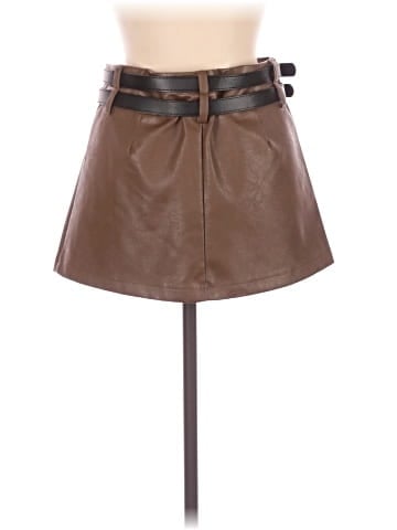 BEIGE BOTANY Faux Leather Skirt (view 2)