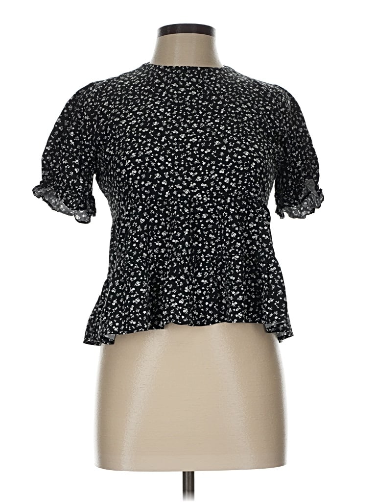 Pre-owned Paper Crane Short Sleeve Blouse In Black