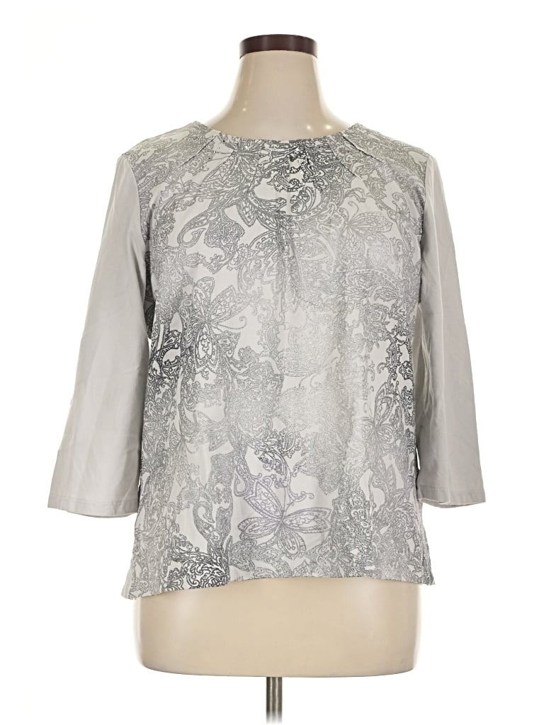 Pre-owned Alfred Dunner 3/4 Sleeve Blouse In Gray
