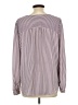 Ann Taylor LOFT 100% Polyester Stripes Burgundy Long Sleeve Blouse Size L - photo 2
