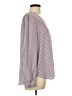 Ann Taylor LOFT 100% Polyester Stripes Burgundy Long Sleeve Blouse Size L - photo 4