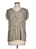 Papermoon Animal Print Tan Short Sleeve Blouse Size L - photo 1
