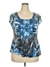 One World 100% Polyester Blue Short Sleeve Blouse Size 2X - photo 1