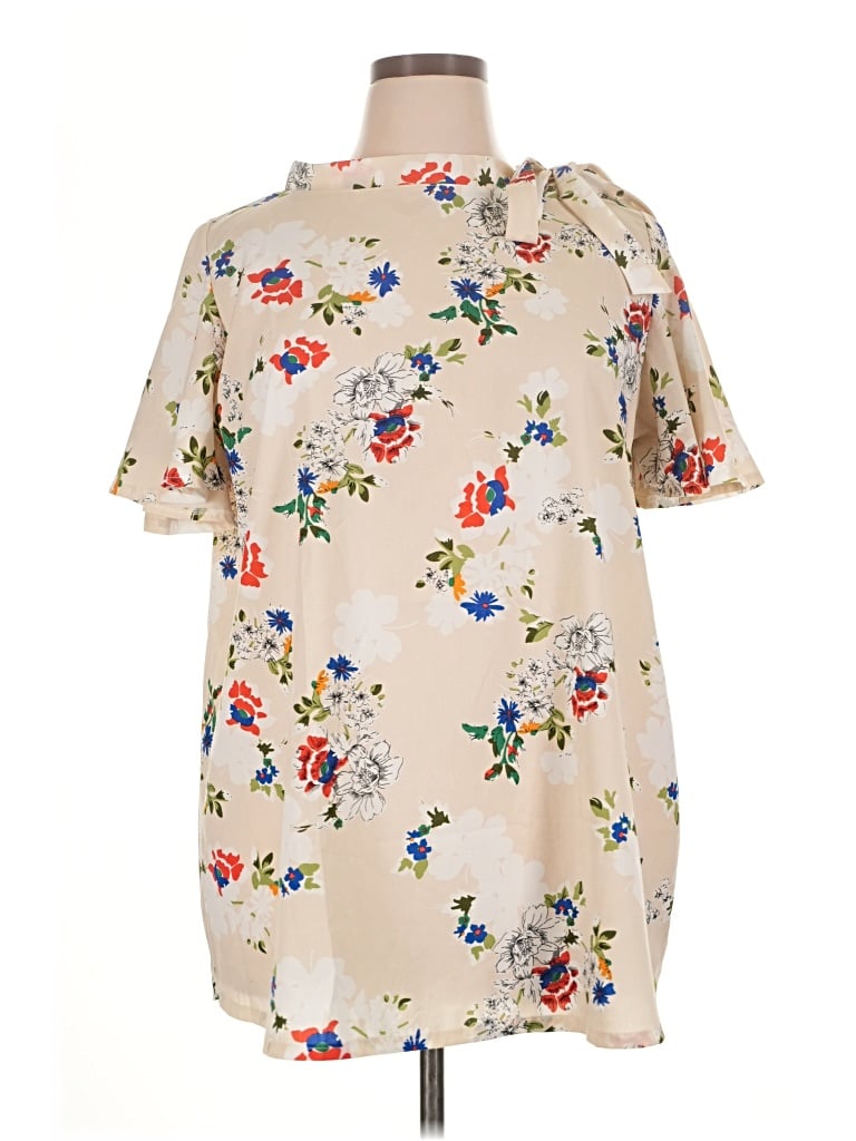 Pre-owned Assorted Brands Short Sleeve Blouse In Ivory