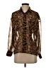Outback Red Animal Print Brown Long Sleeve Blouse Size S - photo 1