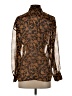 Outback Red Animal Print Brown Long Sleeve Blouse Size S - photo 2