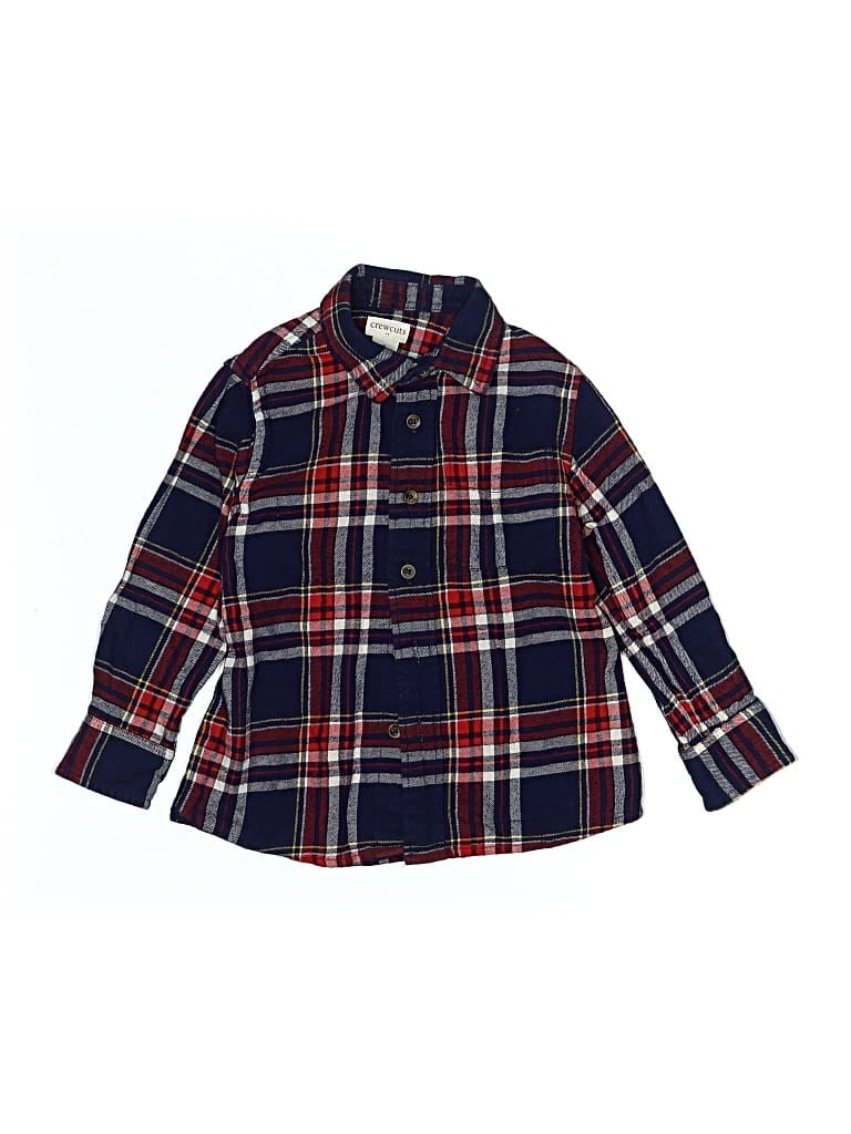 Pre-owned Crewcuts Outlet Kids' Long Sleeve Button Down Shirt In Blue