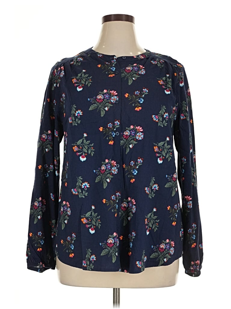 Pre-owned St. John's Bay Long Sleeve Blouse In Blue