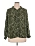 H&M 100% Polyester Animal Print Green Long Sleeve Blouse Size 14 - photo 1