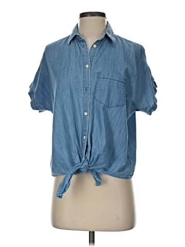 Madewell Denim Short-Sleeve Tie-Front Shirt (view 1)
