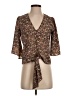 1.State 100% Polyester Brown 3/4 Sleeve Blouse Size S - photo 1