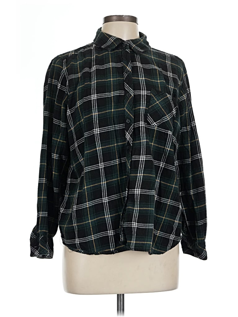 Pre-owned Well Worn Long Sleeve Polo Shirt In Green