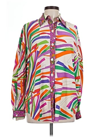 Oleg Cassini Long Sleeve Silk Top (view 1)