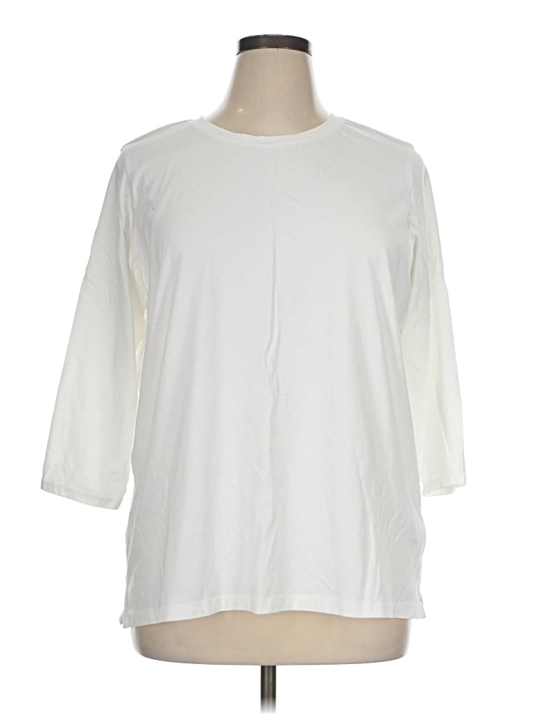 Pre-owned Lands' End 3/4 Sleeve T-shirt In Ivory