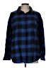 Unbranded 100% Polyester Plaid Blue Long Sleeve Blouse Size L - photo 1