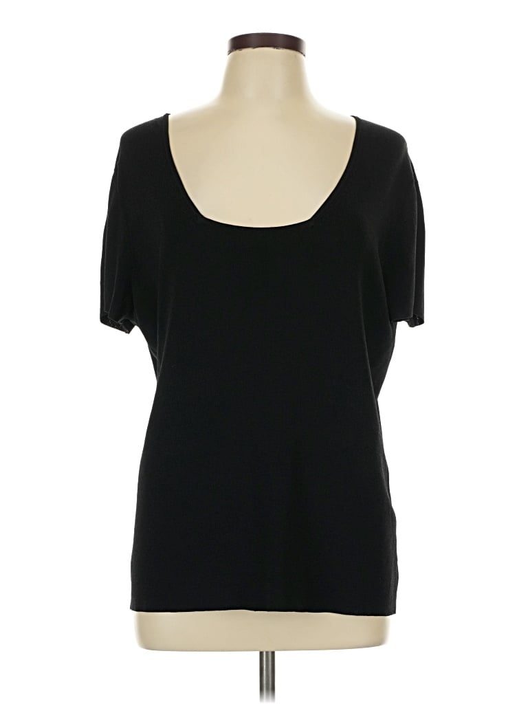 Pre-owned Dana Buchman Short Sleeve Top Black Scoop Neck Tops