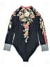 Johnny Was 100% Polyester Floral Blue Black Wetsuit Size 3X - photo 2