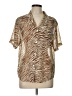 Wray 100% Polyester Animal Print Tan Short Sleeve Blouse Size L - photo 1