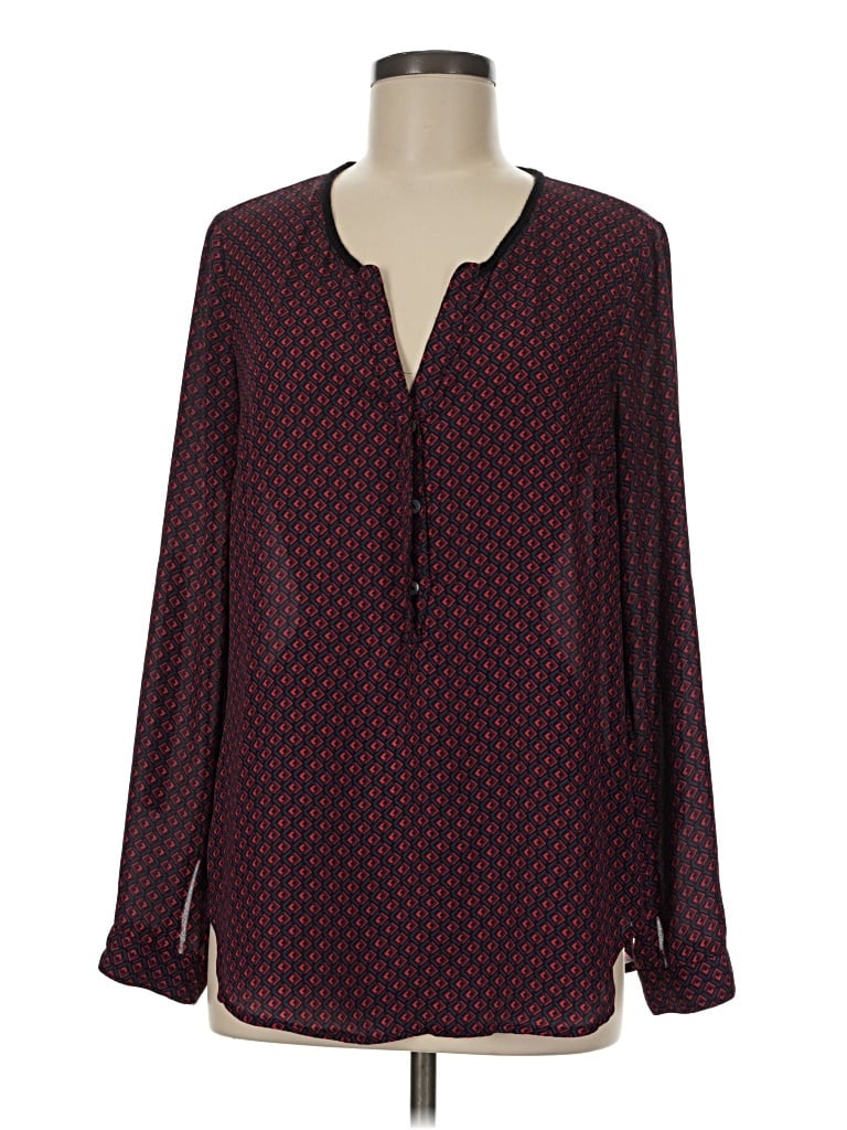 Pre-owned Daniel Rainn Long Sleeve Blouse In Burgundy