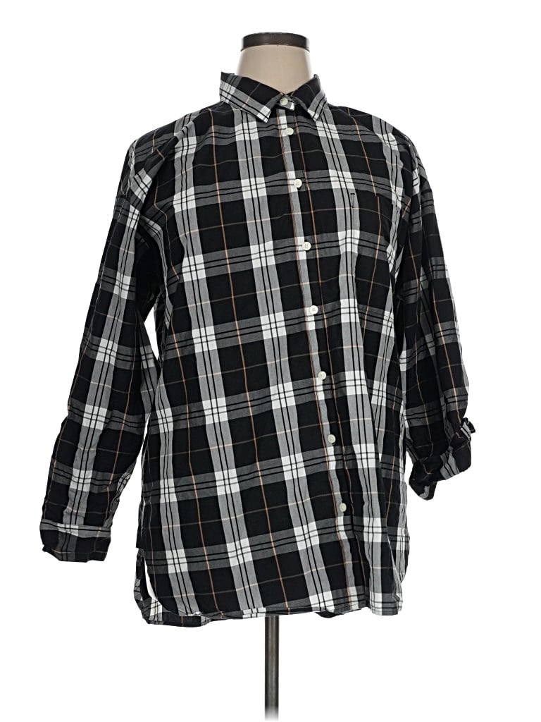 Pre-owned Ann Taylor Loft 3/4 Sleeve Button Down Shirt In Black