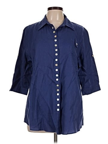 JSONG Collection 3/4 Sleeve Button-Down Shirt (view 1)