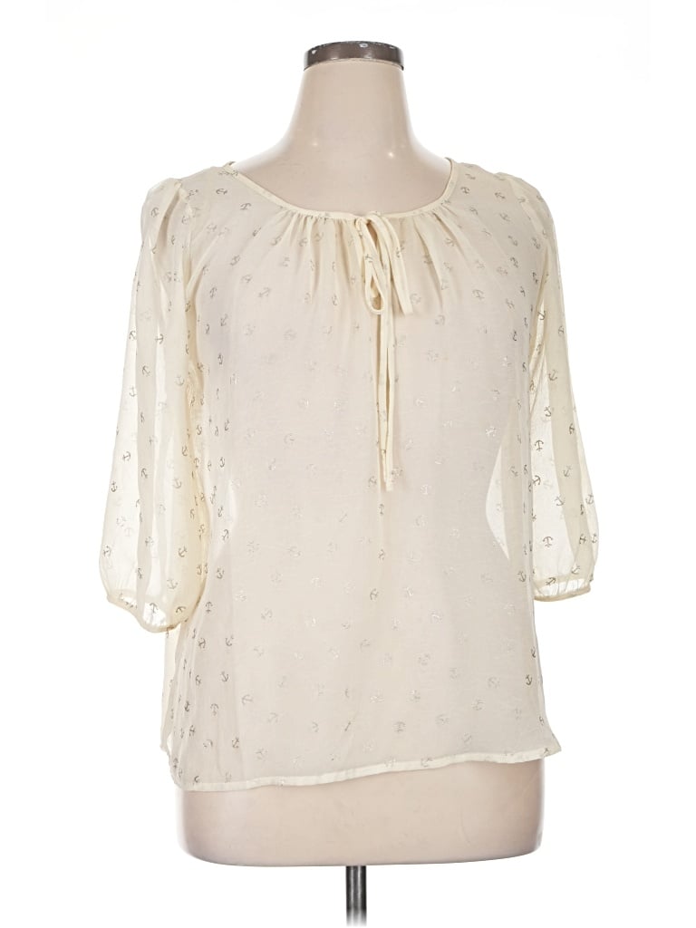 Pre-owned Umgee 3/4 Sleeve Blouse In Ivory