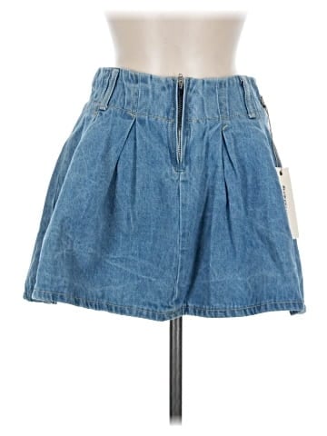 Blue Velvet Denim Skirt (view 1)