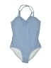 Roxy Checkered-gingham Blue One Piece Swimsuit Size 10 - photo 1