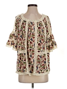 Blue Tassel 3/4 Sleeve Blouse