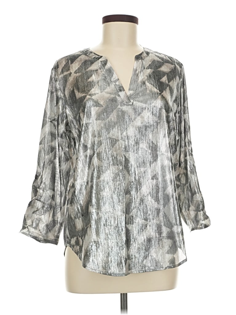 Pre-owned Maurices 3/4 Sleeve Blouse In Silver