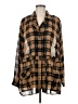 Calvin Klein 100% Polyester Plaid Brown 3/4 Sleeve Blouse Size M (estimated) - photo 1