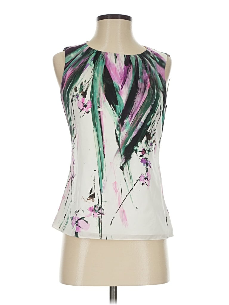 Elie Tahari Sleeveless Silk Top White Halter Neckline Tops - Used - Size X-Small